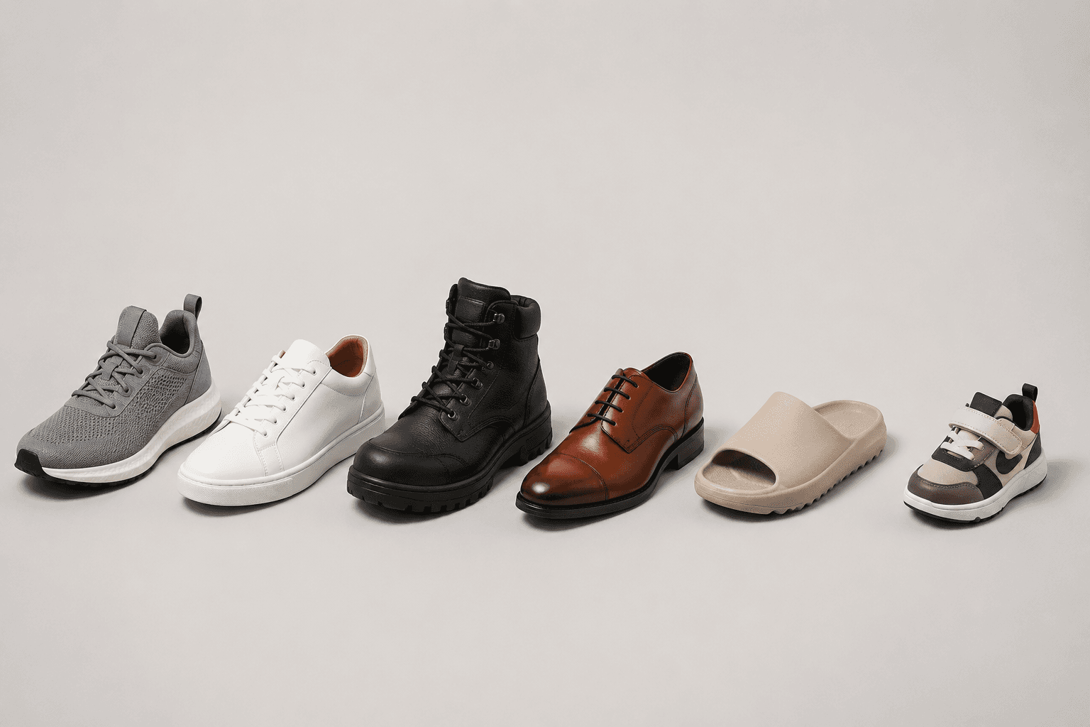 Full-category footwear range by SoleForge — running, casual, safety, leather, sandal and kids styles